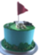 Golfer on putting green grooms cake