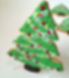 Decorated tree-shaped sugar cookies.