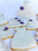 Wedding cake & dress sugar cookies