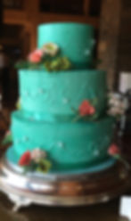 3-tiered teal wedding cake