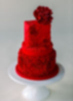 All red ruffle wedding cake